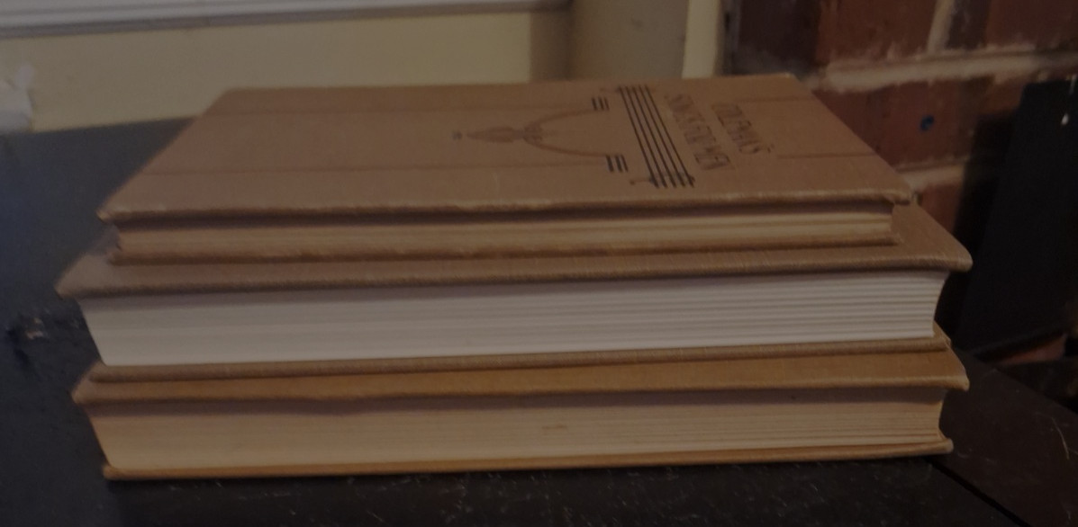 Lot of 3 Vintage Beige Brown Books Neutral Decor Decorating Staging