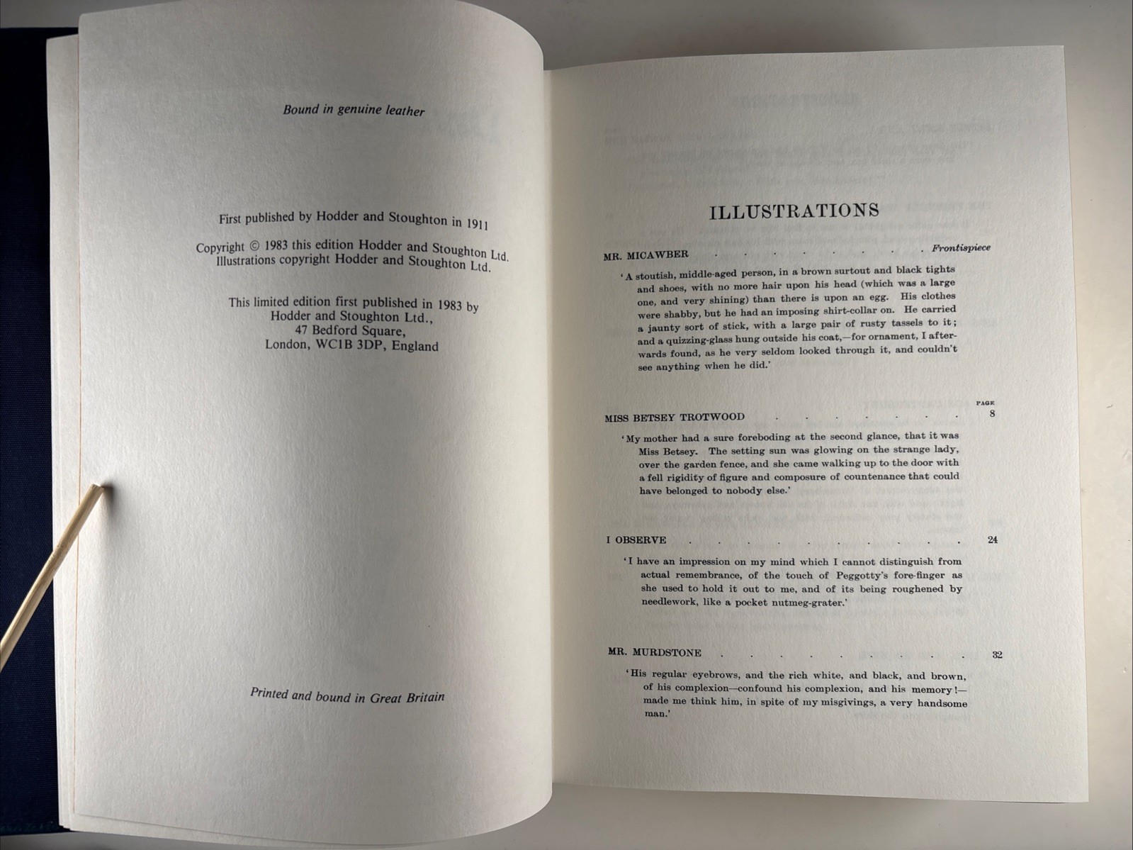 David Copperfield LEATHER Charles Dickens illust. Frank Reynolds blue limited