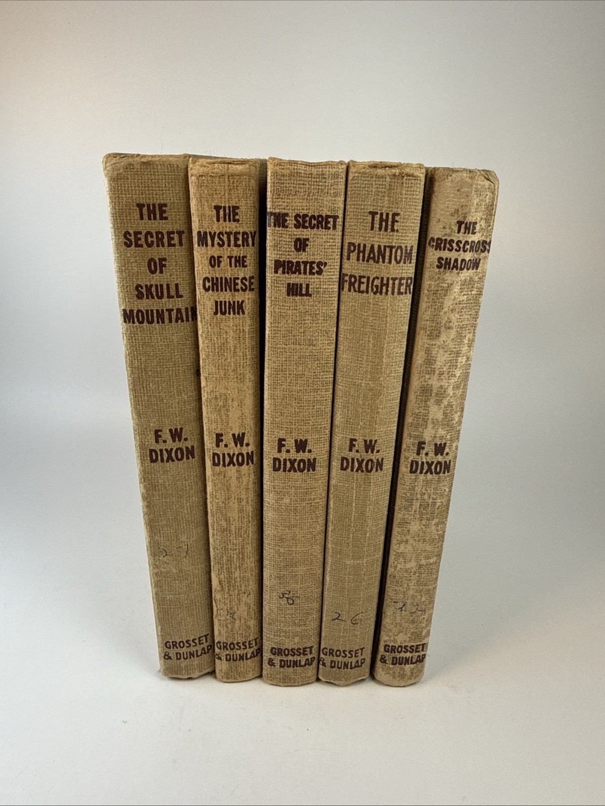 Lot of 5 Vintage Hardy Boys Mysteries – Brown Cloth Bindings Children’s Novels