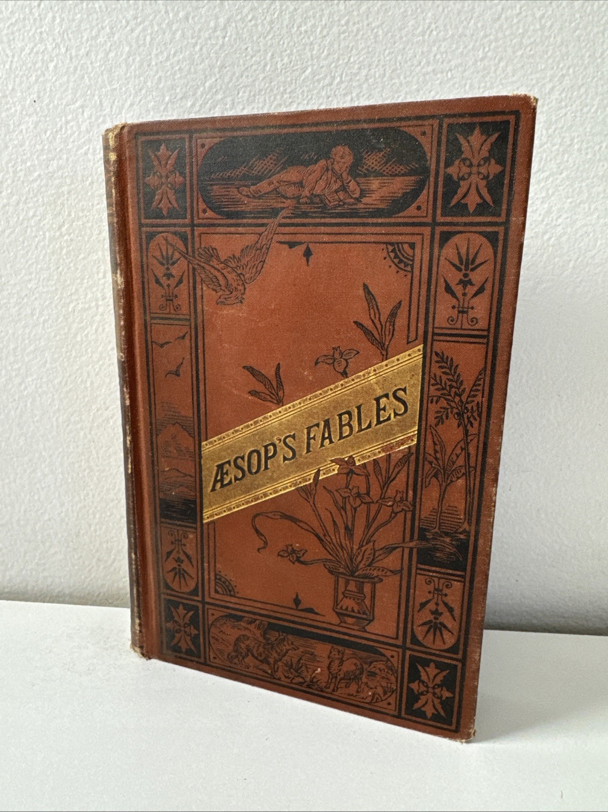 Antique Victorian Bound Aesop’s Fables c. 1870s – Routledge – Illustrated