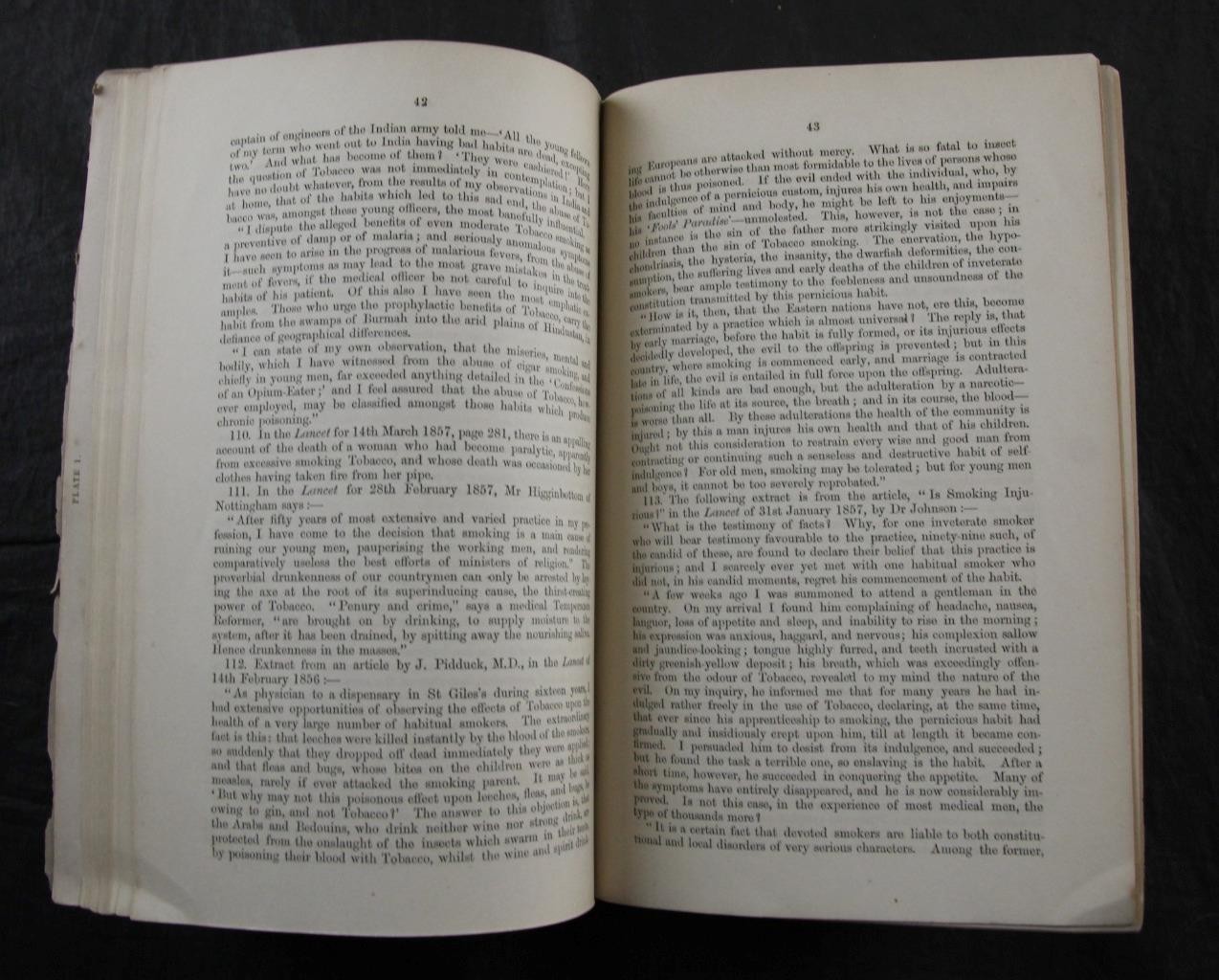 1868 JOHN LIZARS, OBSERVATIONS, USE & ABUSE of TOBACCO, 9th Ed COLOUR PLATES RB1