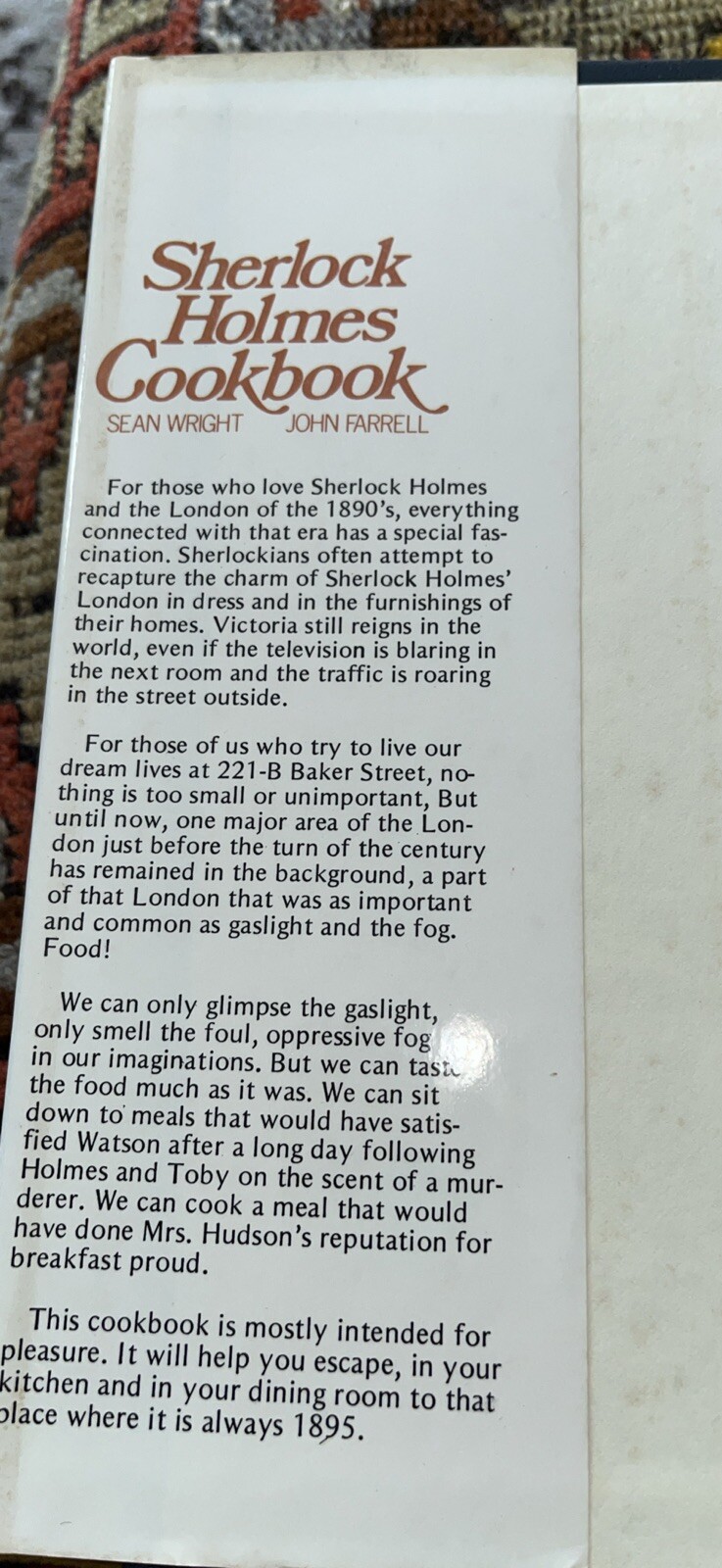 Sean WRIGHT, John FARRELL / Sherlock Holmes Cookbook. 1ST PRINTING 1st ed. 1976