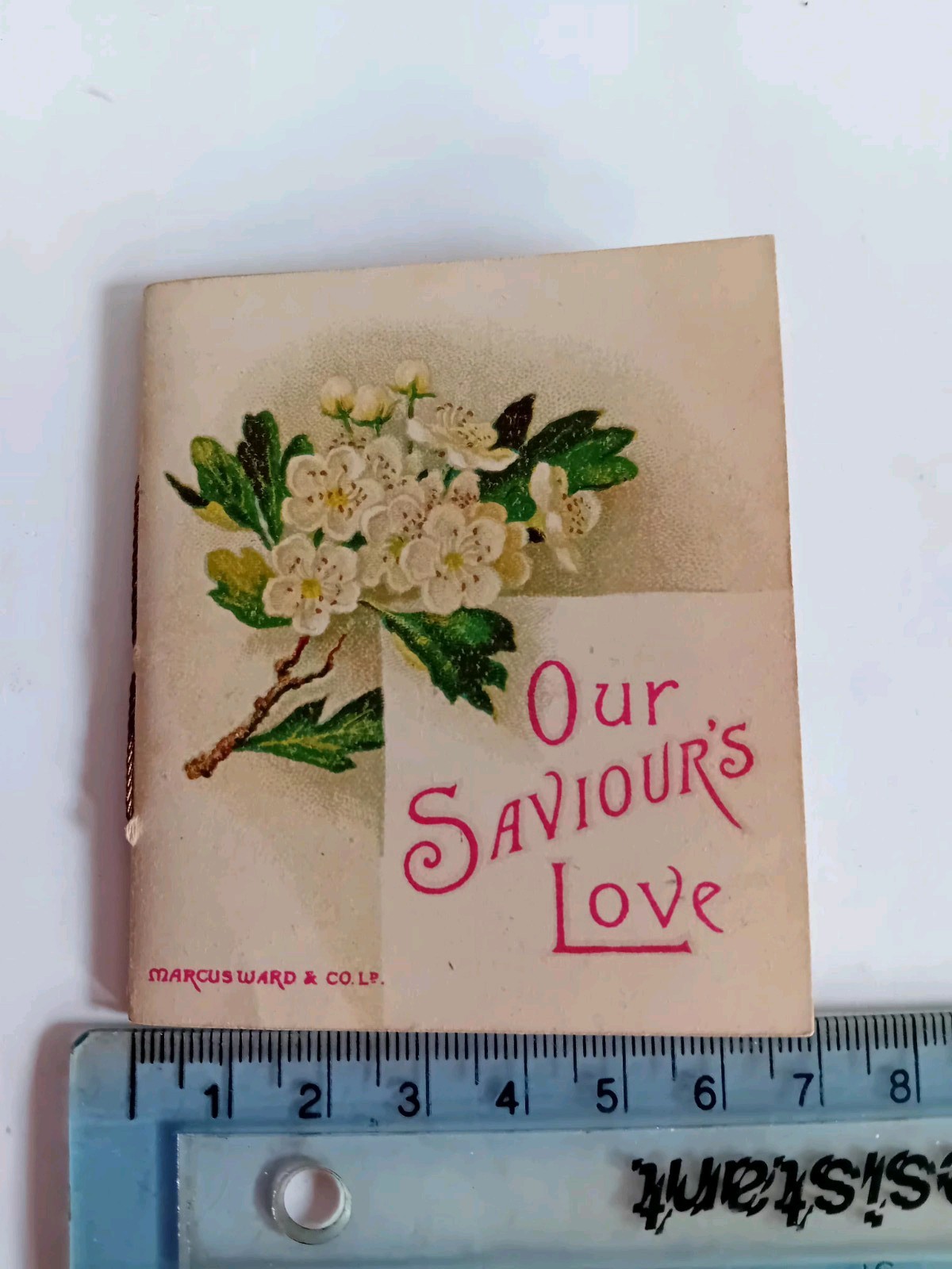 2 x Antique Religious Scripture Minature Gift Booklets Thread Bound 8x7cm Illus