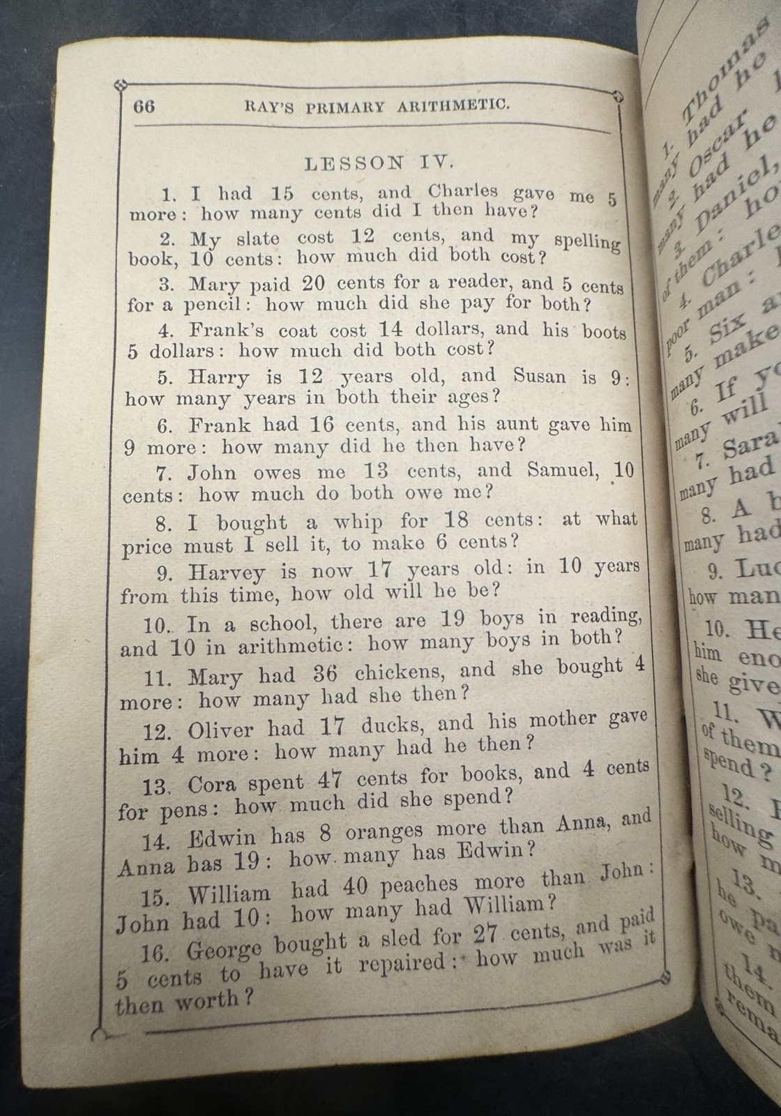 Ray’s Primary Arithmetic Joseph Ray 1885 Antique School Math Book 96 Pages