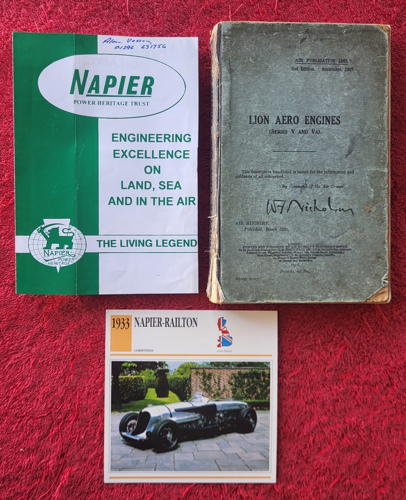 LION AERO ENGINE W. F. Nicholason 1928 Air Ministry NAPIER – RAILTON CAR ENGINE
