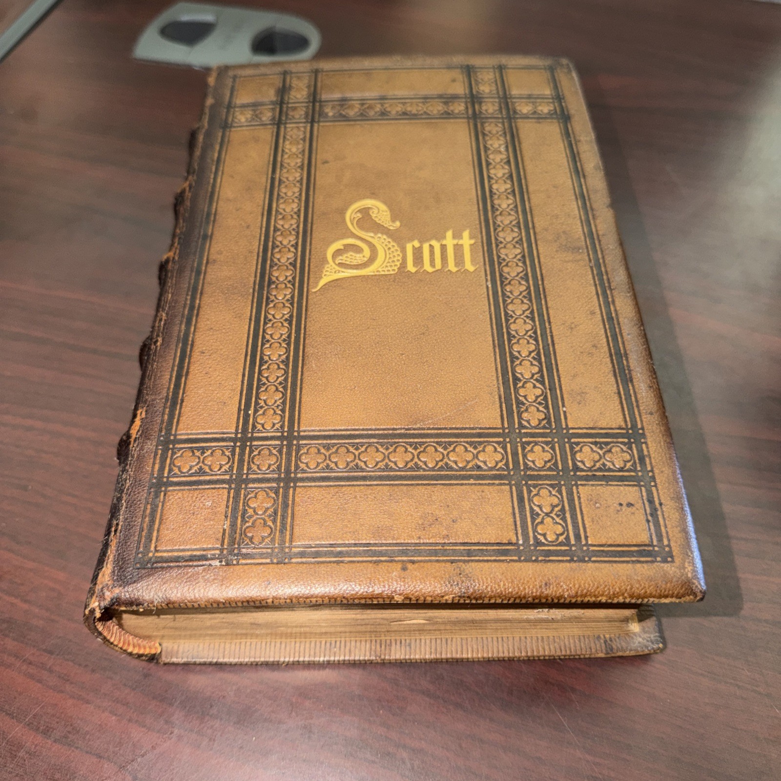 RARE 1852 Antiquarian Leather Book-The Poetic Works of Sir Walter Scott