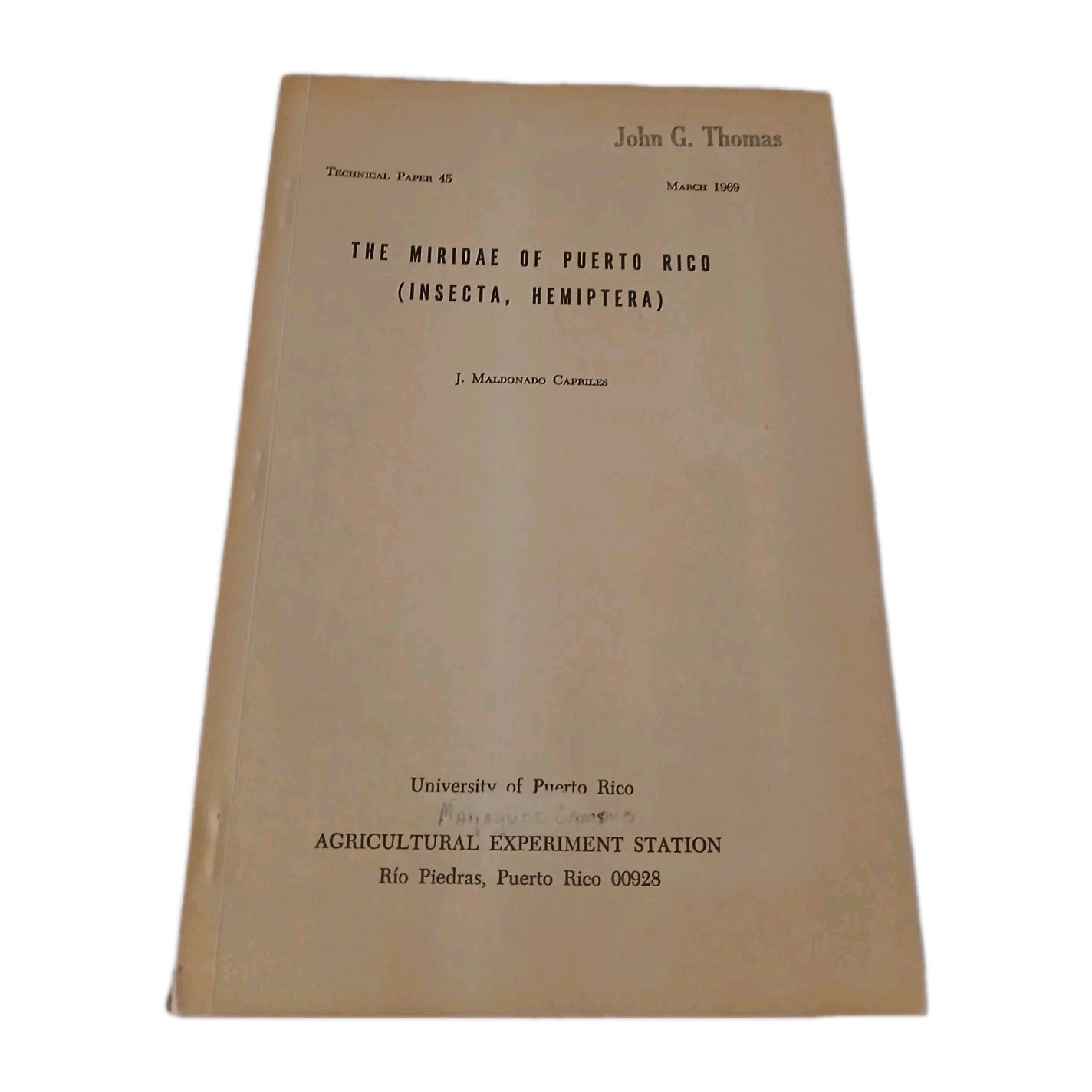 the miridae of puerto rico J. Maldonado Capriles 1969 Insects