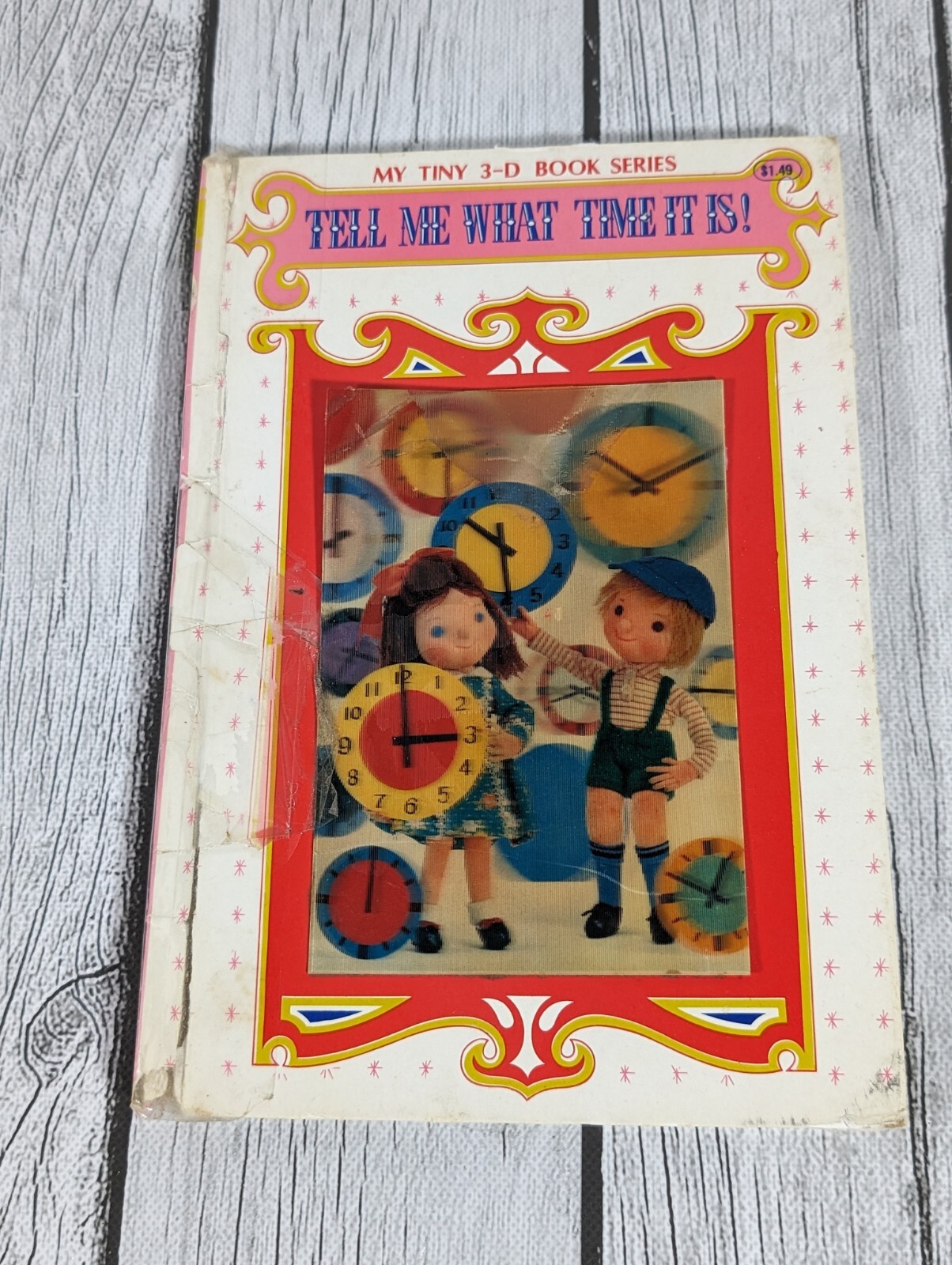 TELL ME WHAT TIME IT IS! My Tiny 3D Book ~ Hologram Vintage HB Playmore