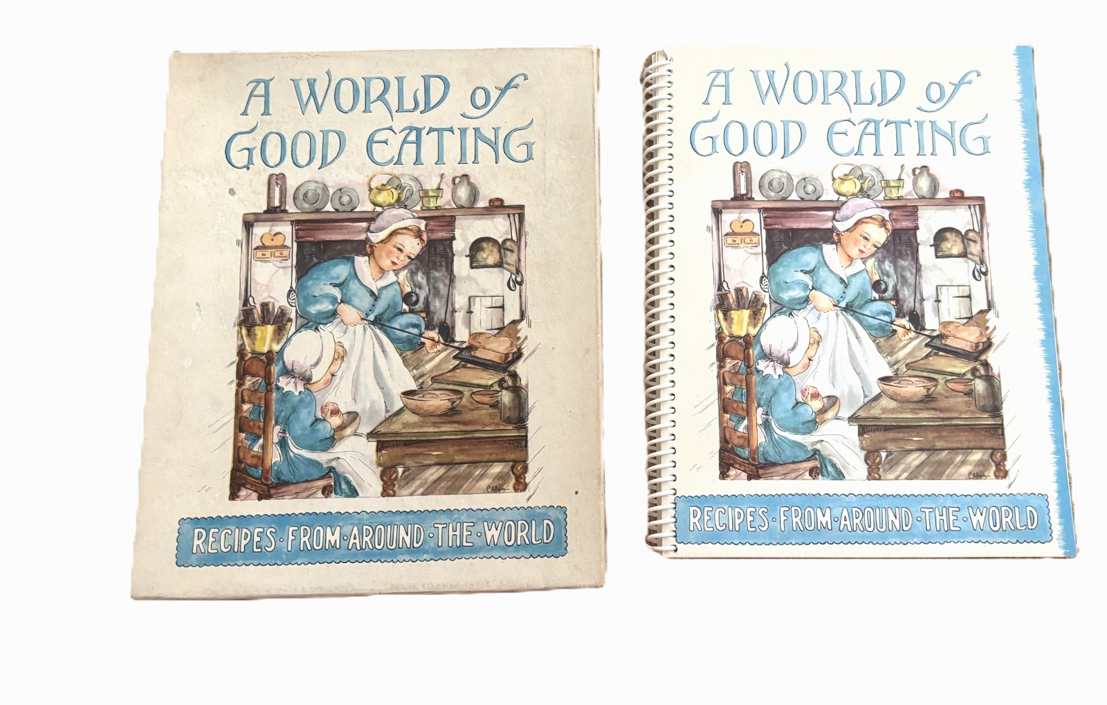 A World of Good Eating by Heloise Frost – Illustrated Spiral Cookbook-1951-Box