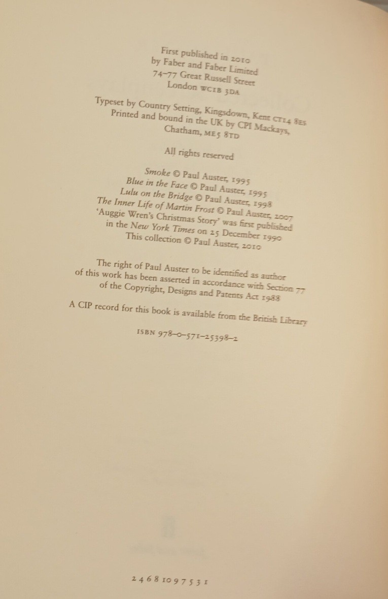 Paul Auster Collected Screenplays First Edition