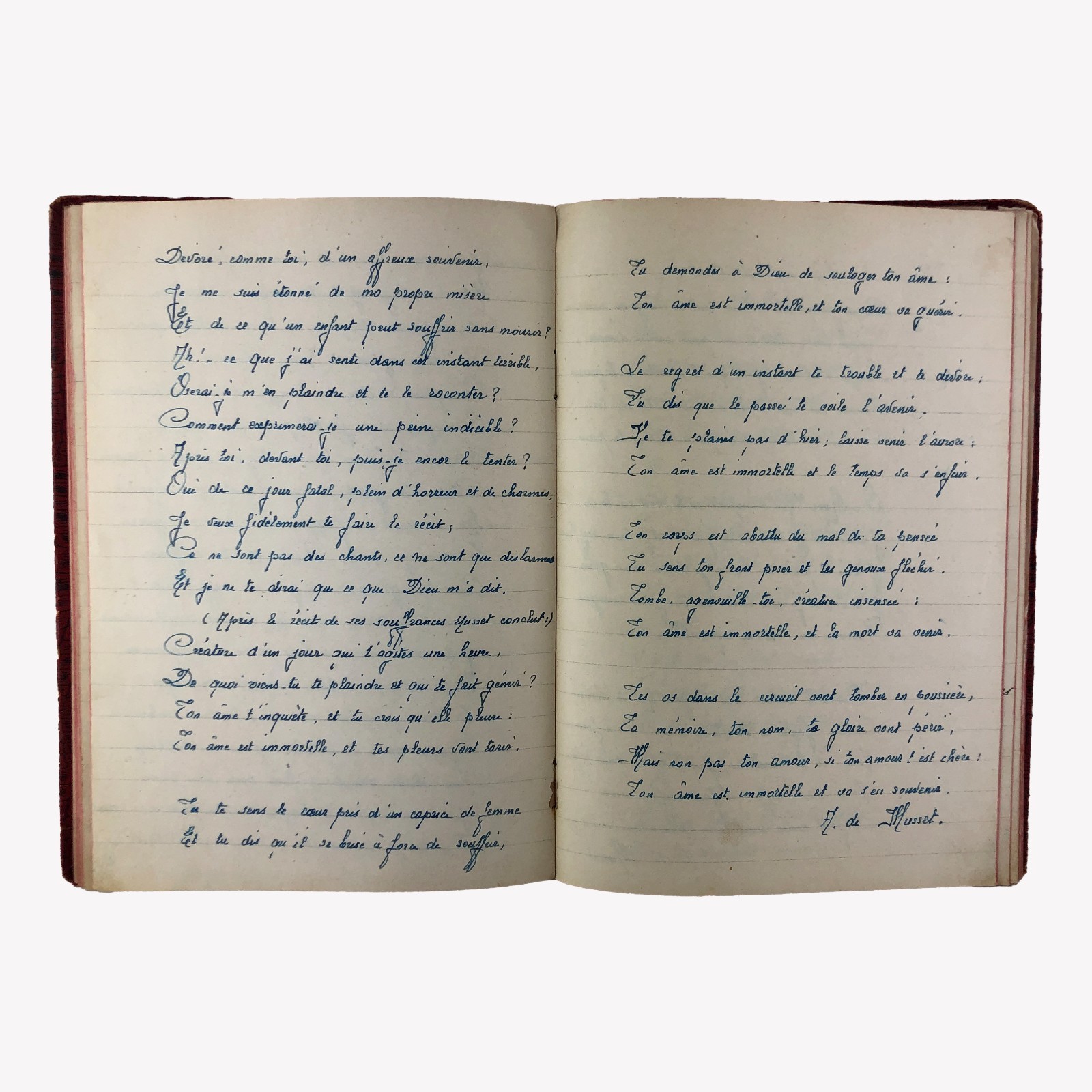 1931 French Literature Student Diary Manuscript Handwriting Book & Famous Poems
