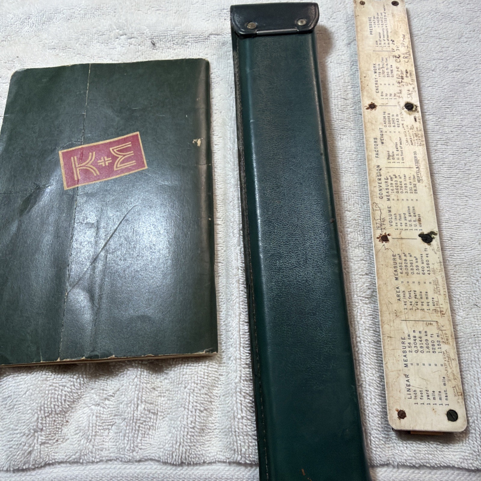 1954 K&E Keuffel Manual Polyphase Slide Rule Book No. 4053 W/ broke slide rule.