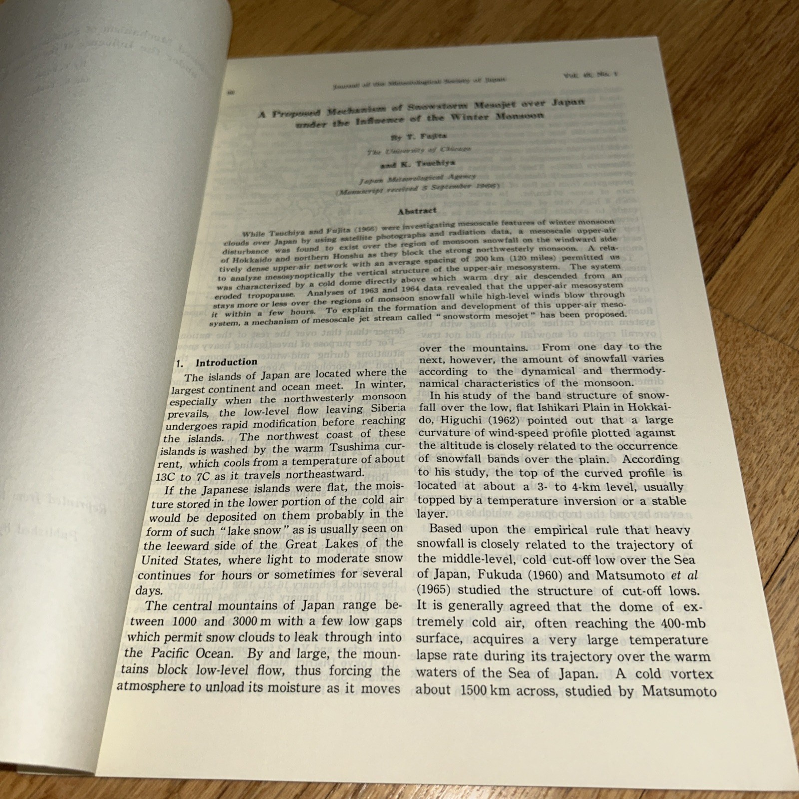 1966 Journal Reprint SNOWSTORM MESOJET OVER JAPAN – WINTER MONSOON T. FUJITA