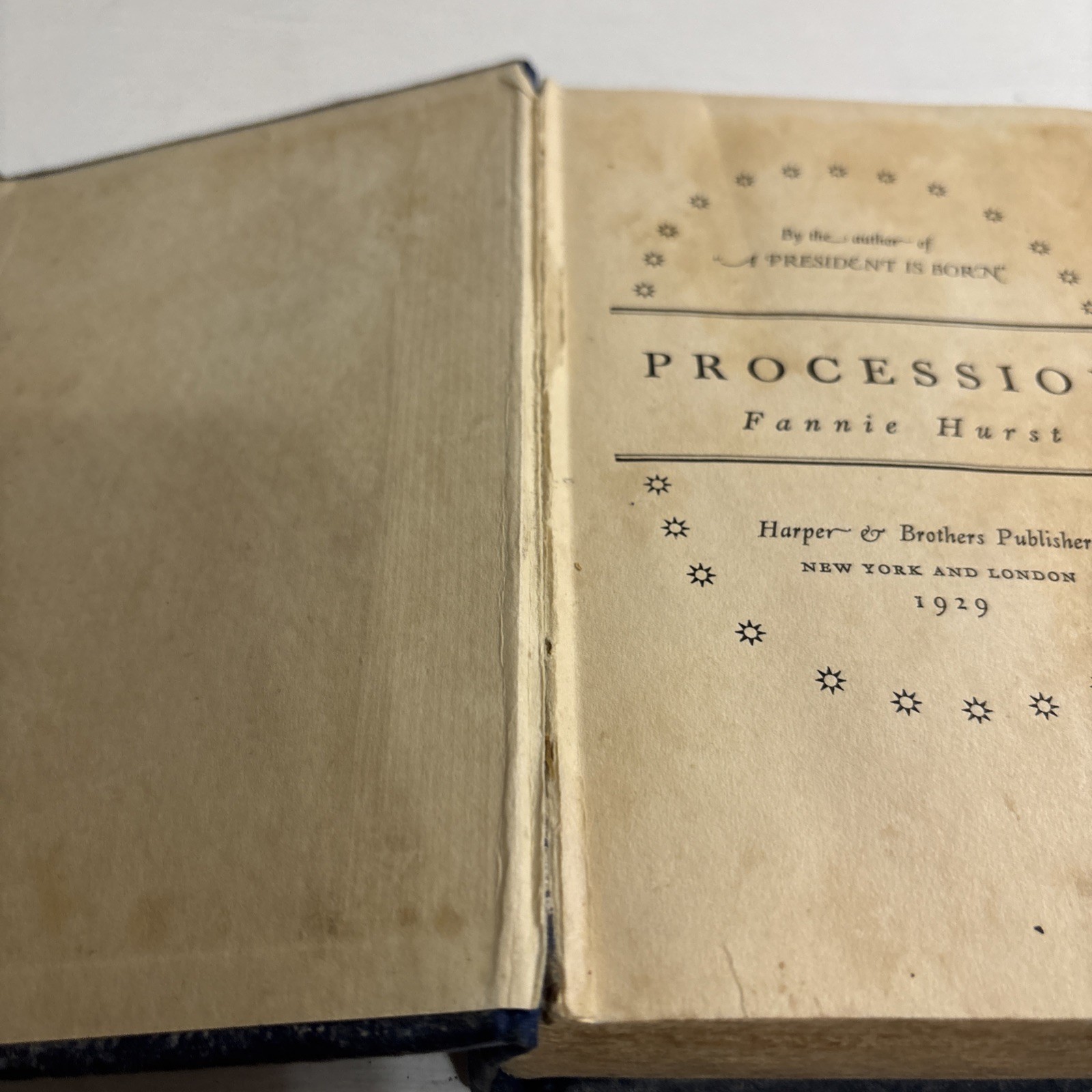 Procession – by Fannie Hurst – First Edition 1929 Hardcover Book – Ohio Author