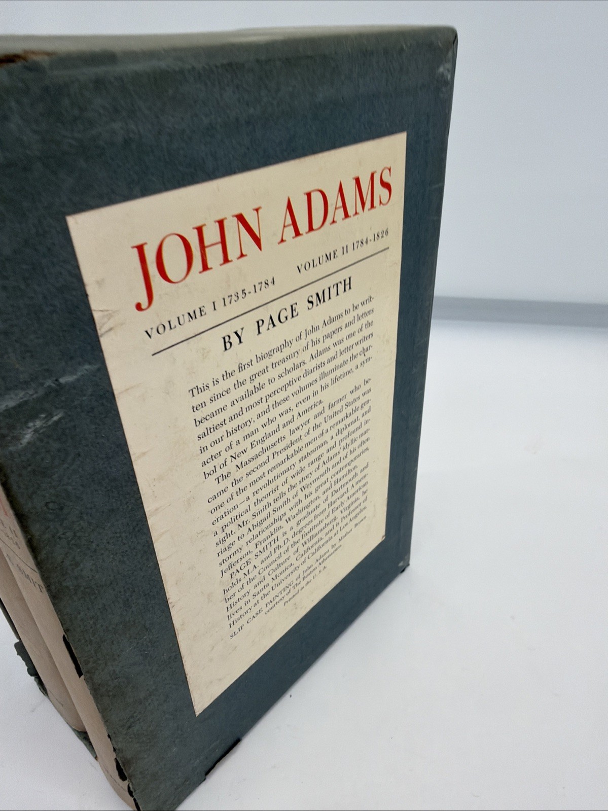 John Adams Boxed Set by Page Smith First Edition Hardcover Dust Jacket 2 Books