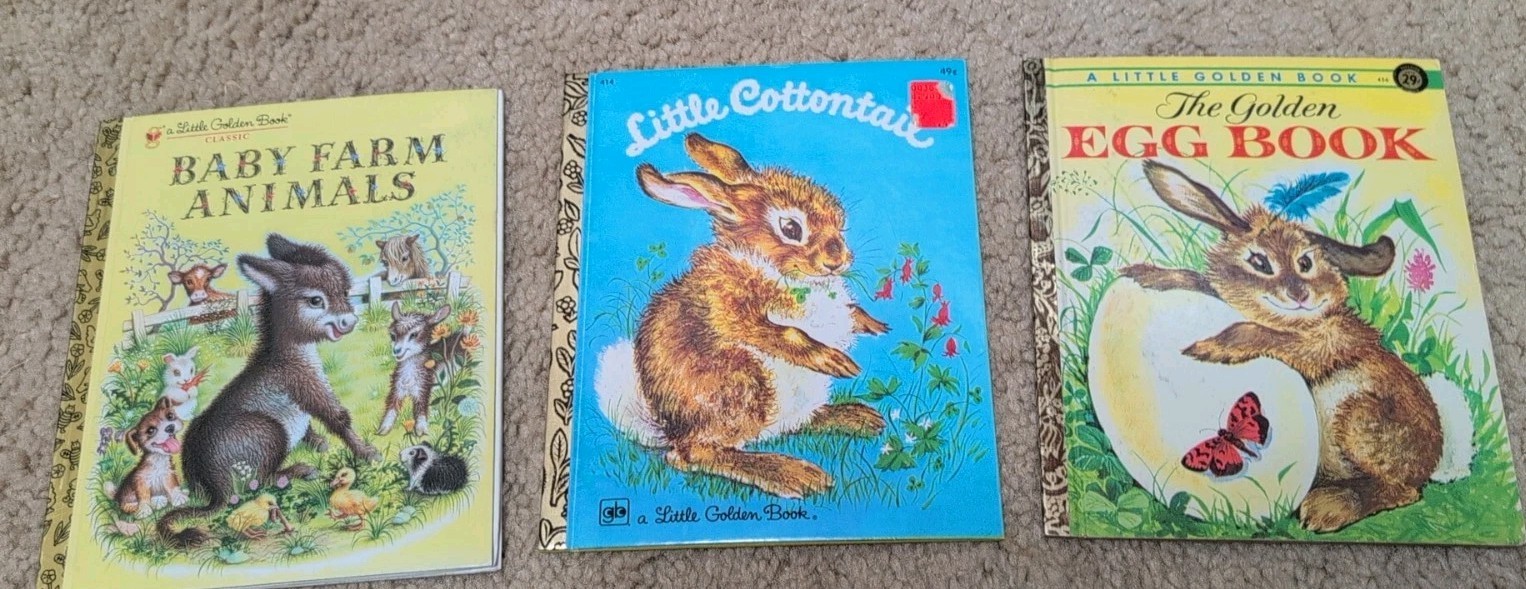 Vintage Little Golden Books Baby Farm Animals, Cottontail And Egg Book