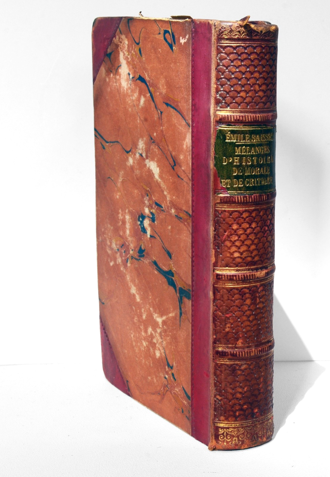 1859 MELANGES D’Histoire, De Morale et de Critique. Leather Spine Hardback Book