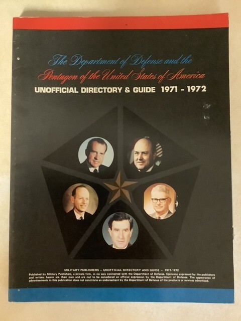 Pentagon Directory Guide 1971 Department of Defense Richard Nixon Westmoreland