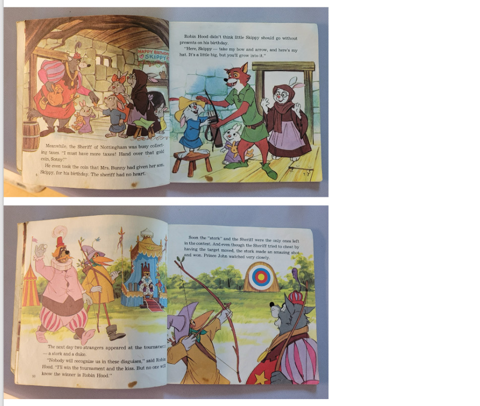 Vintage kids‘ book bundle : 1918 Peter Rabbit, Disney book/record, Left & Right