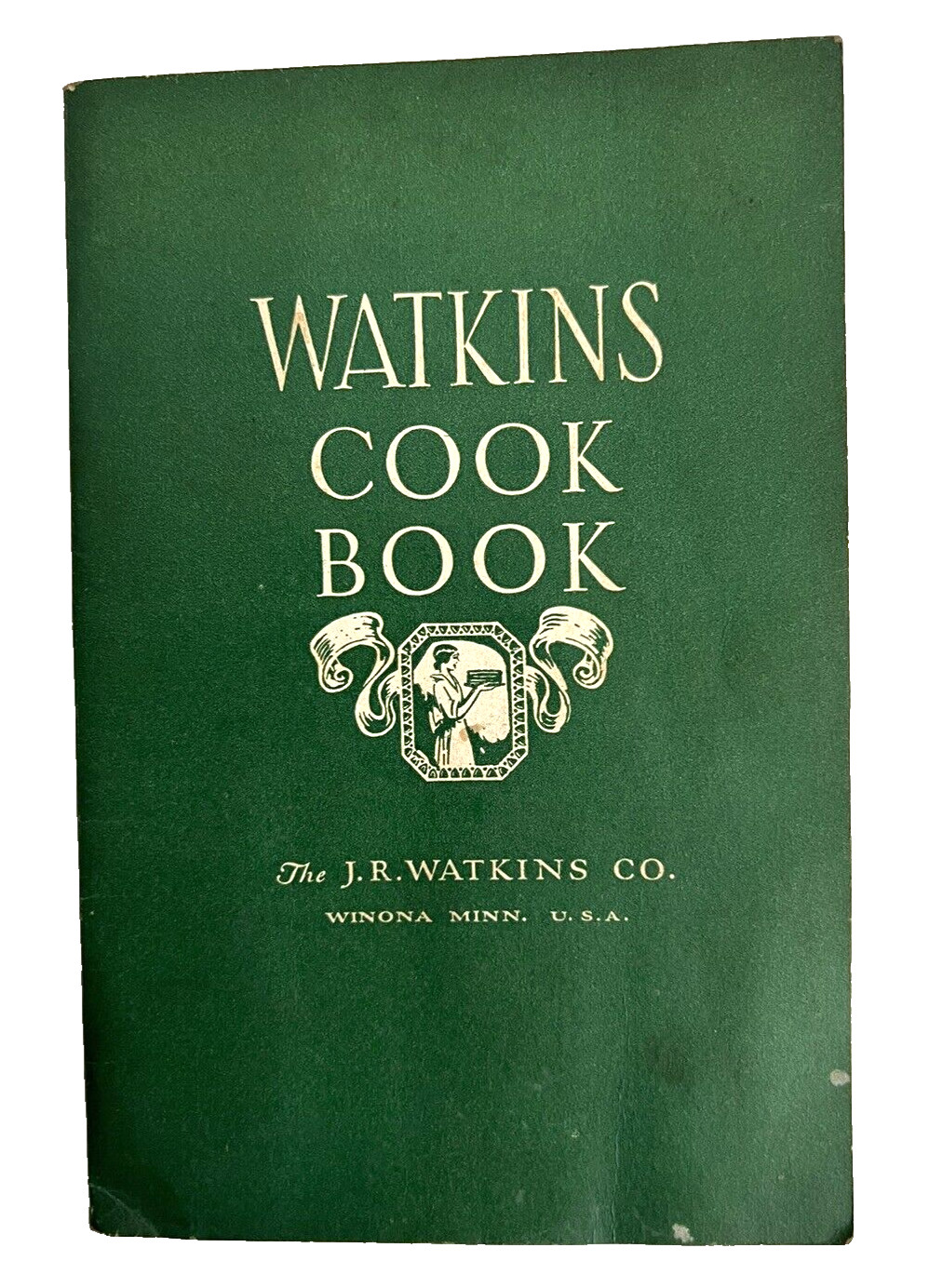 Vintage 1930 J.R. Watkins Cookbook Cook Book Green Pamphlet 7.5″ x 5″ 48 Pgs