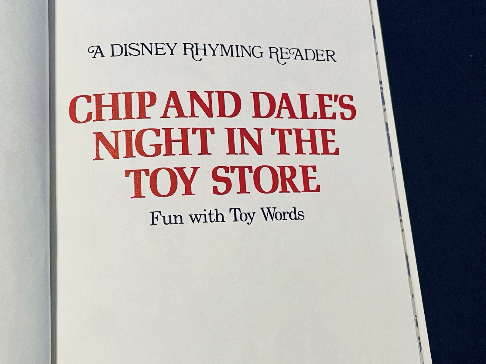 Chip and Dale’s Night in the Toy Store Fun with Toy Words Reading HC Vtg 1988