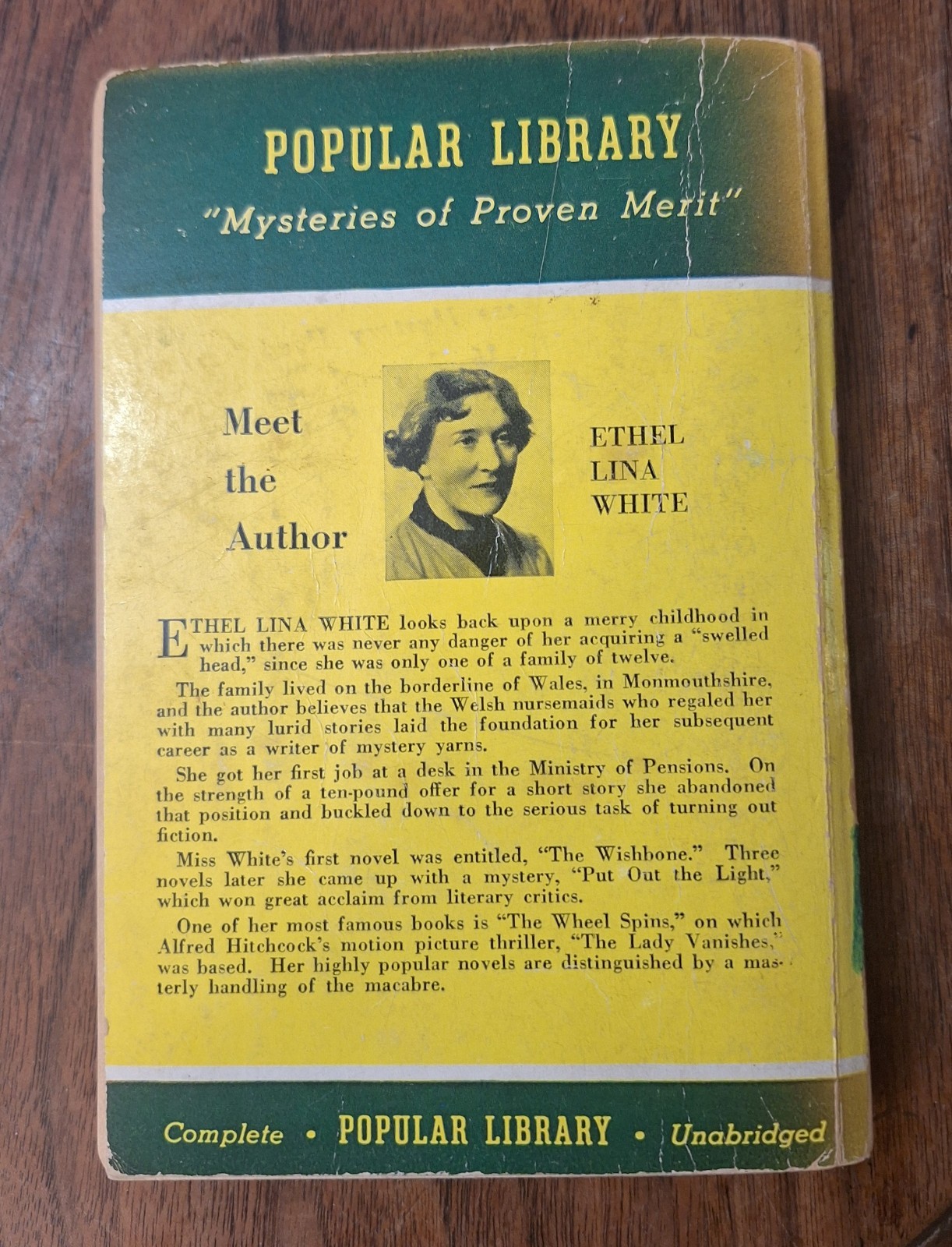 The Third Eye by Ethel Lina White, Popular Library, wartime edition paperback