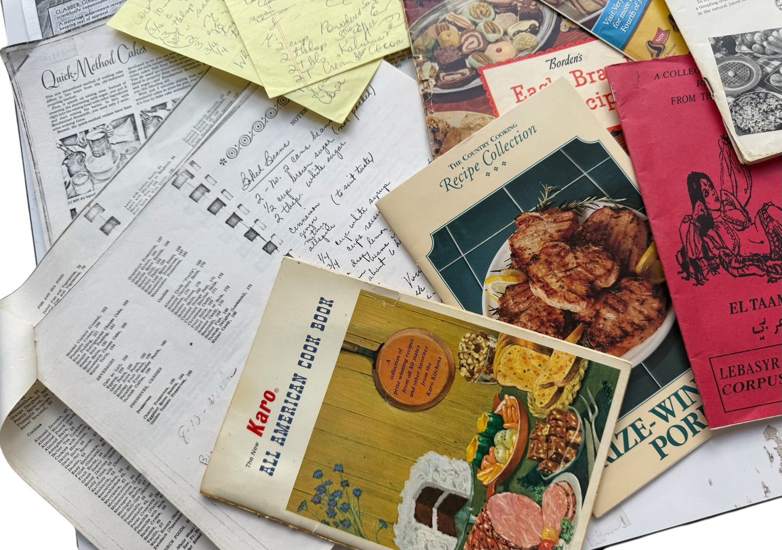 large lot misc vintage recipie book handwritten