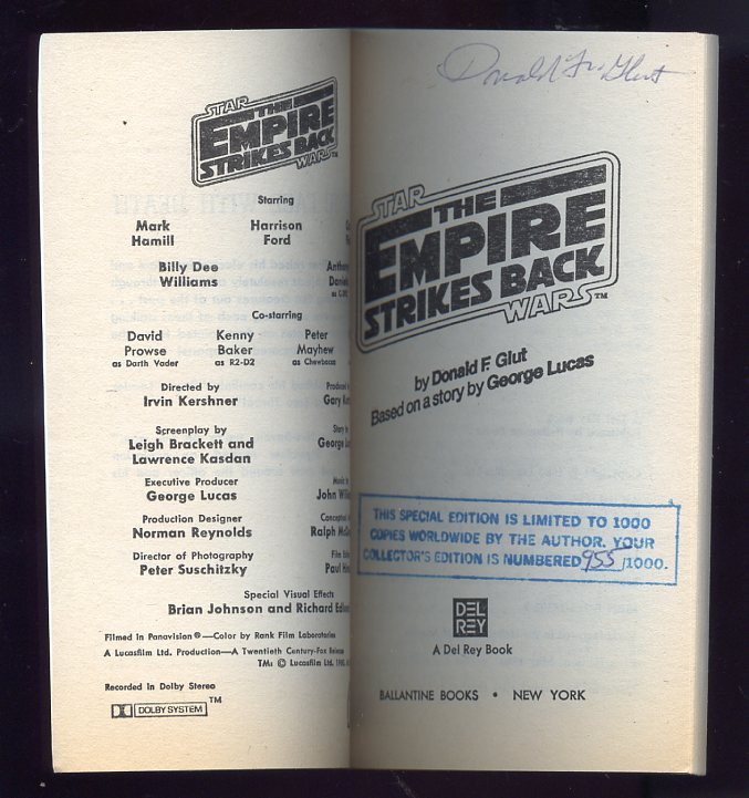 THE EMPIRE STRIKES BACK – SIGNED – 1980 – GEORGE LUCAS – STAR WARS – 1/1000 MINT