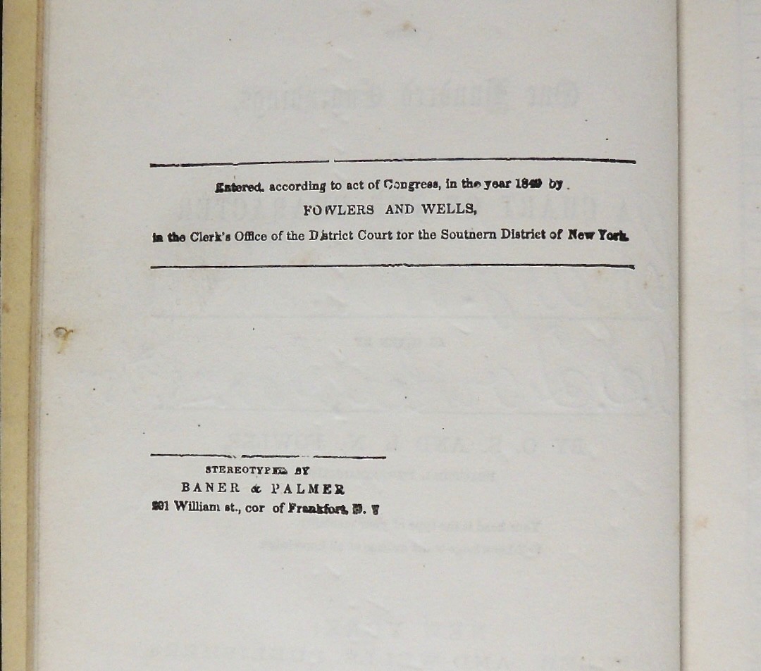 1857 Self Instructor Phrenology Physiology ~ Signed OS Fowler ~ Medical Quackery
