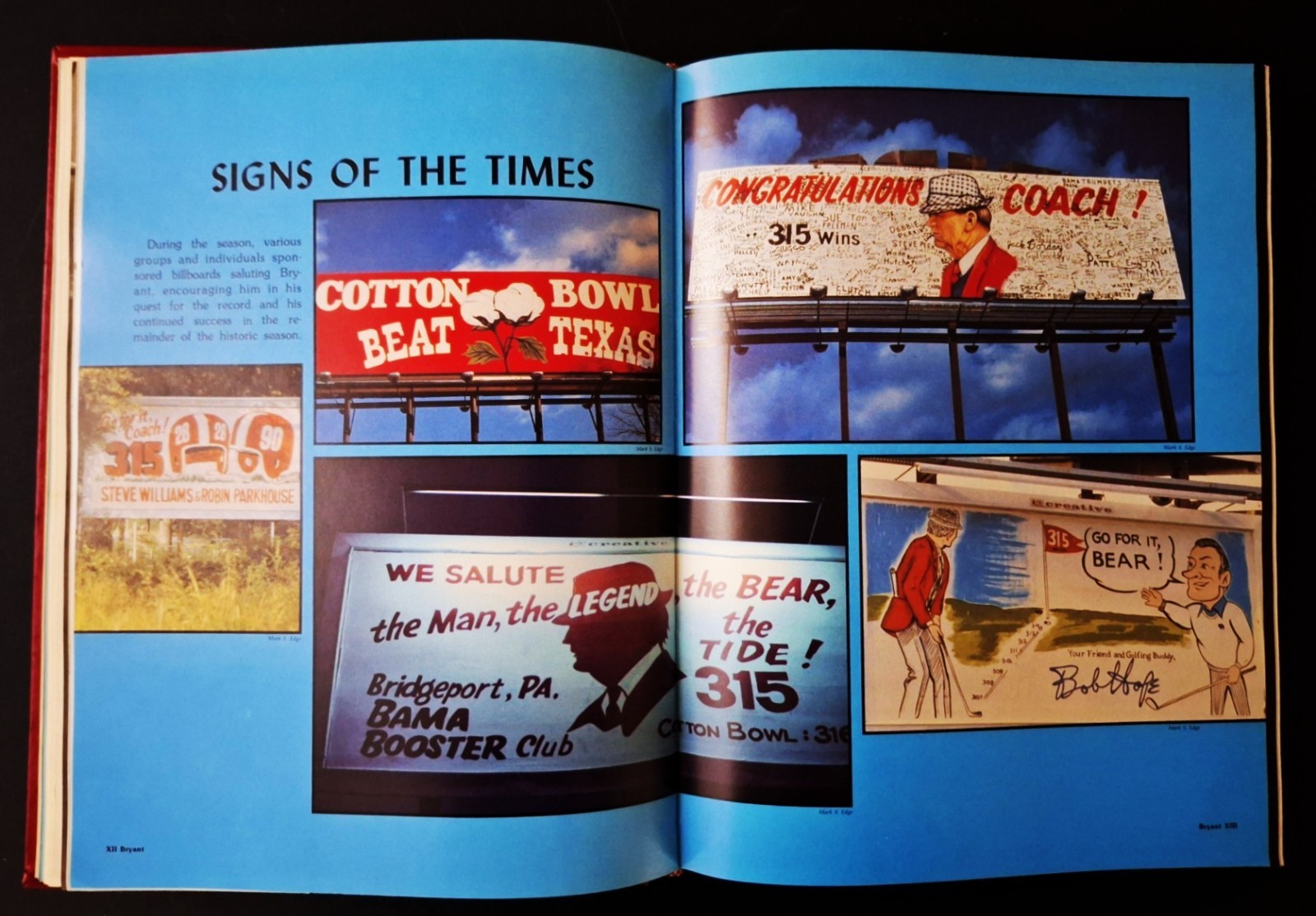 1982 University of Alabama Yearbook BEAR BRYANT’S LAST YEAR -Facsimile Signature