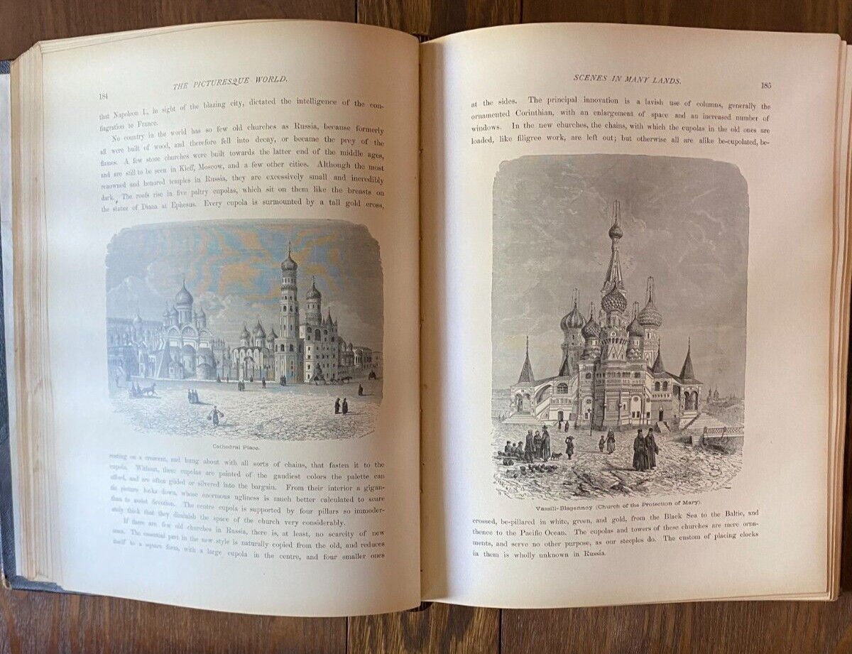 Voyages and Travels 1893 Vol. 1 S. Walker & Co. Illustrated Heavy Leather Cover