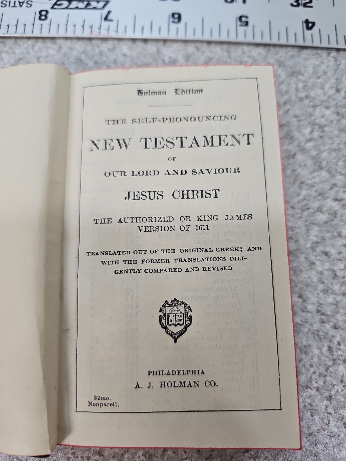 Vintage Holman Self Pronouncing New Testament KJV 1936 A.J. Holman Pocket