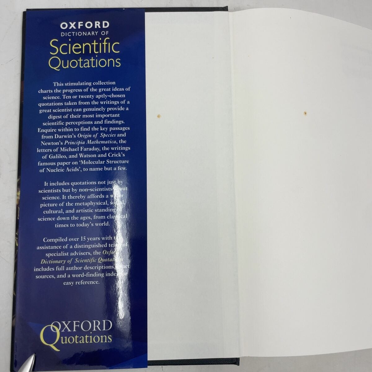 Oxford Dictionary of Scientific Quotations by W. F. Bynum and Roy Porter HC Firs