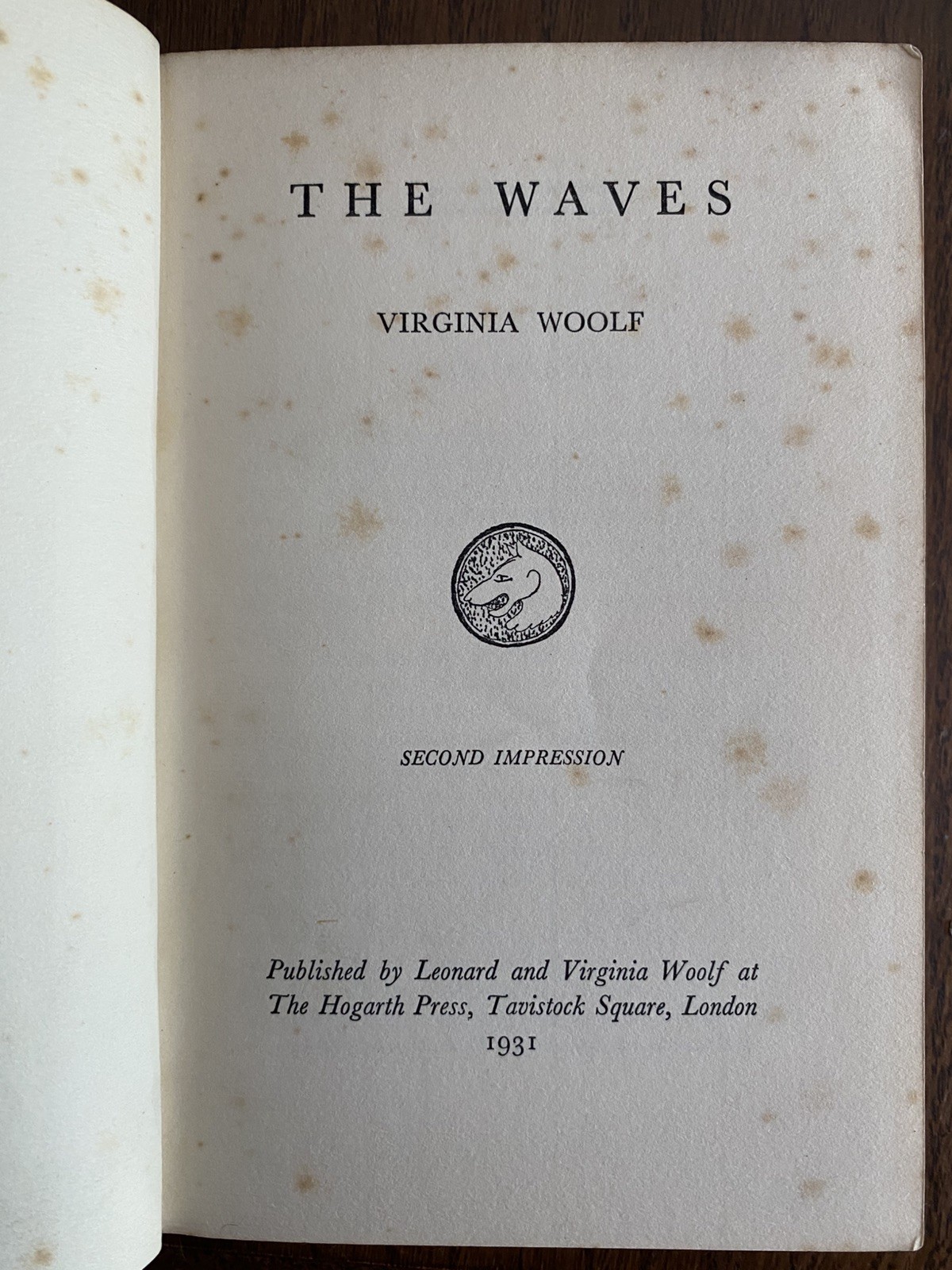The Waves, Virginia Woolf. 1931 Second impression Hogarth Press