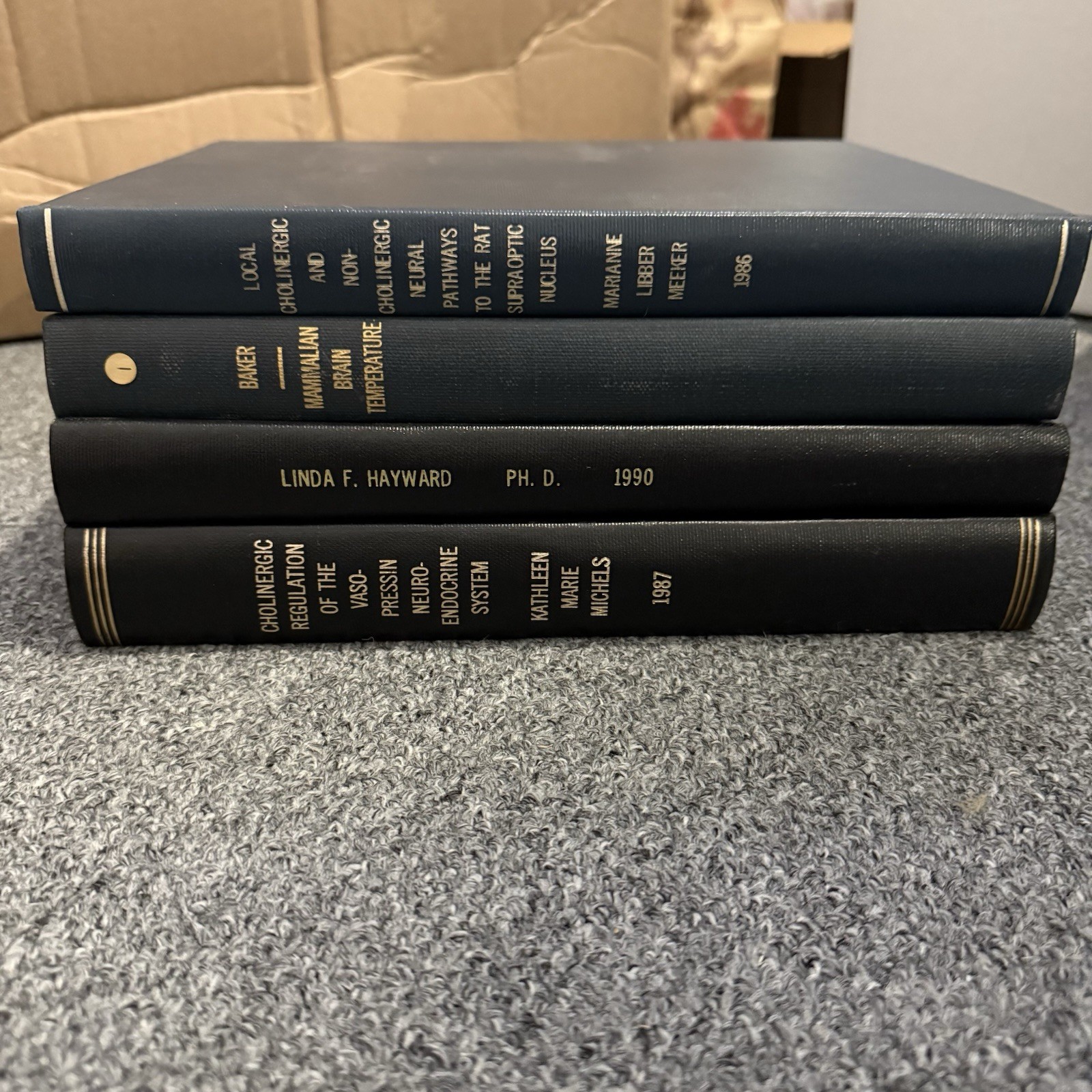 Vintage College Dissertation Book Lot Black Blue Hardcover Physiology Science