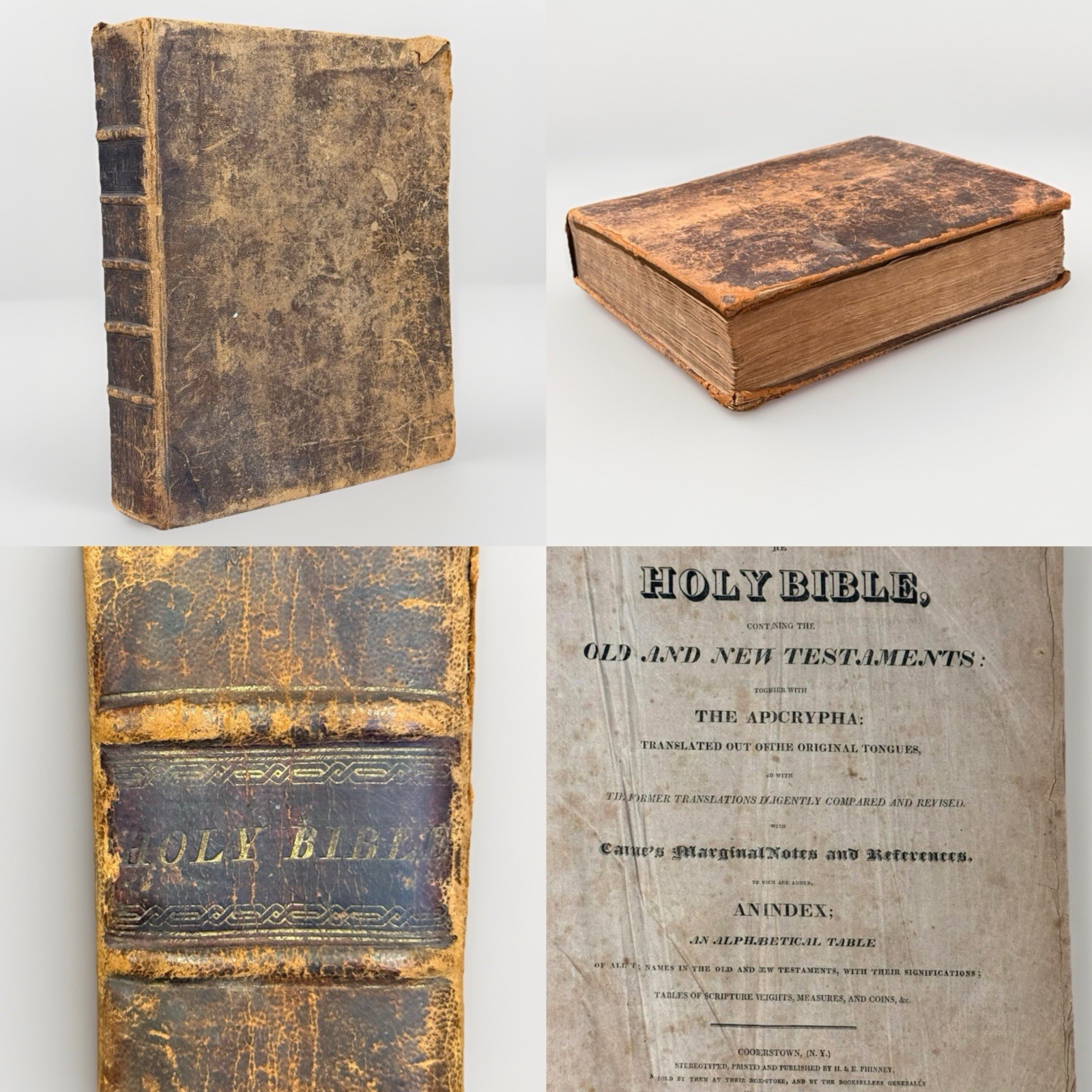 1827 Holy Bible w/ Apocrypha. Cooperstown Phinney. Illust. w/ 1828 Facsimile pp
