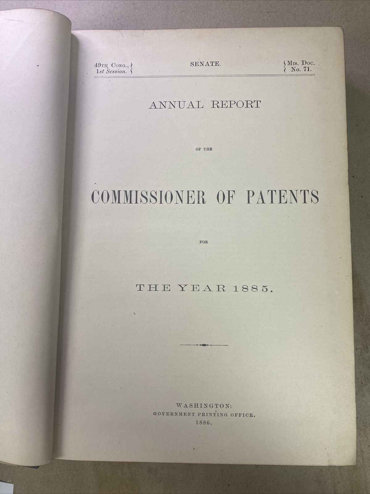 Index to the Miscellaneous Documents of the Senate of the United States 1885-86