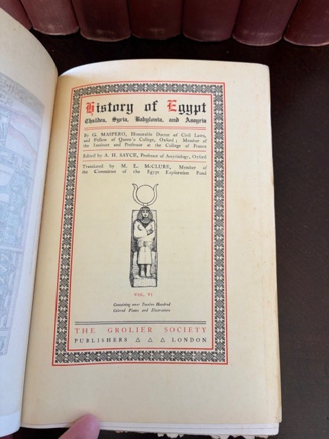 Grolier Society History of Egypt Maspero 12 Vols 2-13 Missing Vol 1 Red Buckram