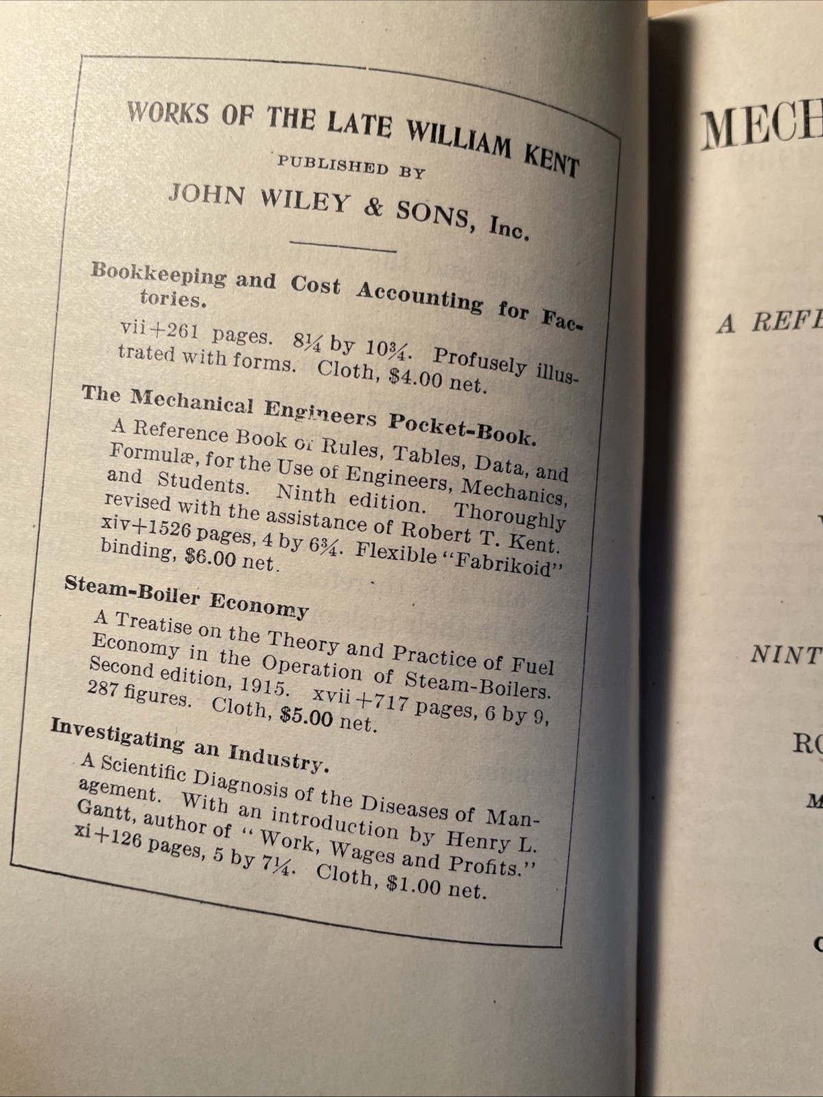 Antique 1916 Kent Mechanical Engineers‘ Pocket Book 9th Ed Leather Bound VG