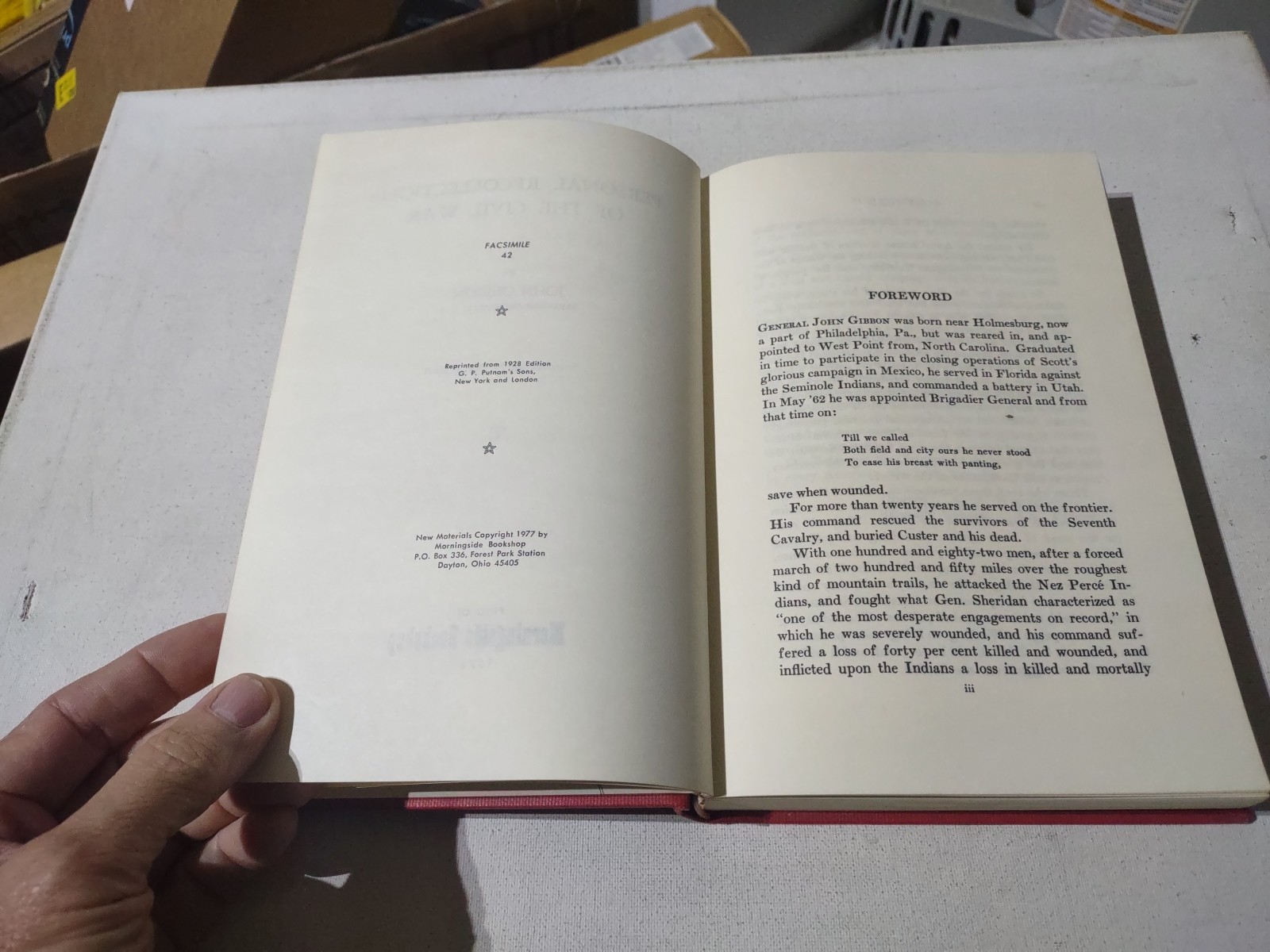 PERSONAL RECOLLECTIONS OF THE CIVIL WAR 1978 HC BOOK BY JOHN GIBBON MORNINGSIDE