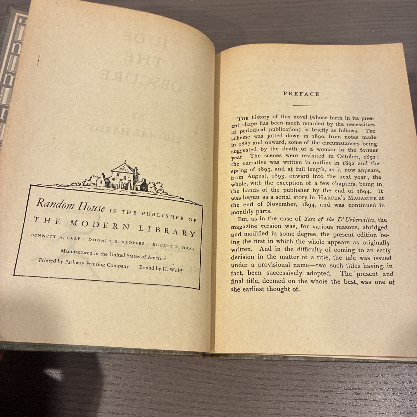 Jude The Obscure by Thomas Hardy (Modern Library, Hardcover) Published 1895