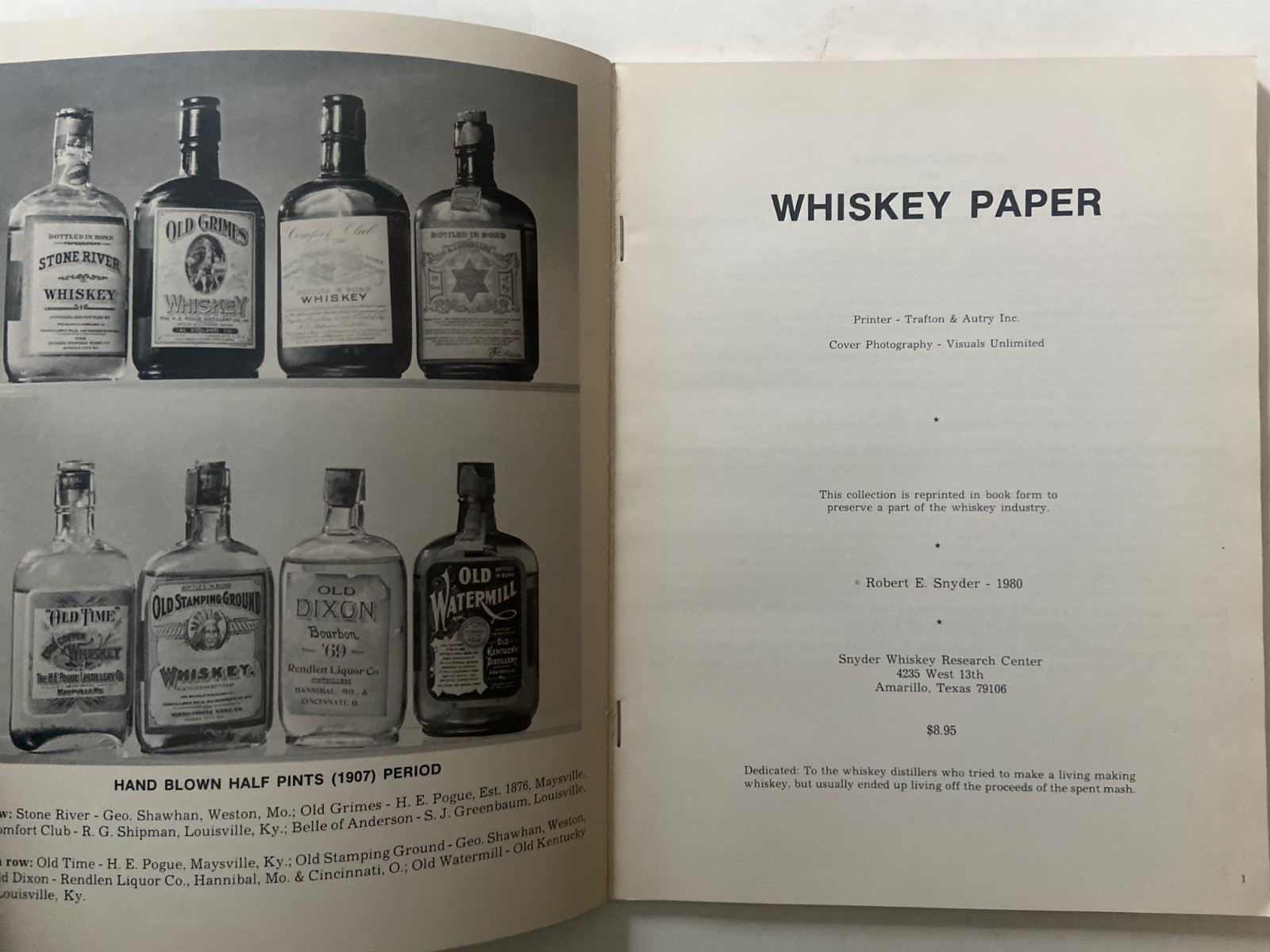 RARE & OOP ~ Whiskey Paper by Robert E. Snyder ~ 1980 Paperback Book