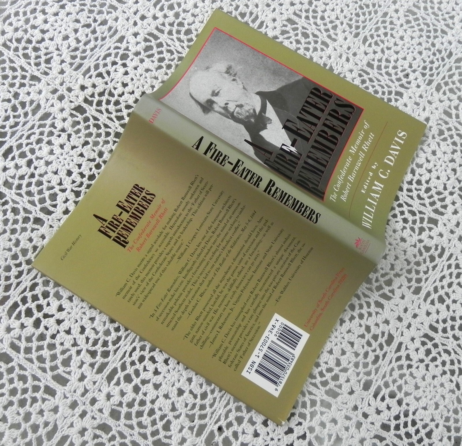 SIGNED Fire-Eater Remembers by William C. Davis Confederate Memoir of Rhett
