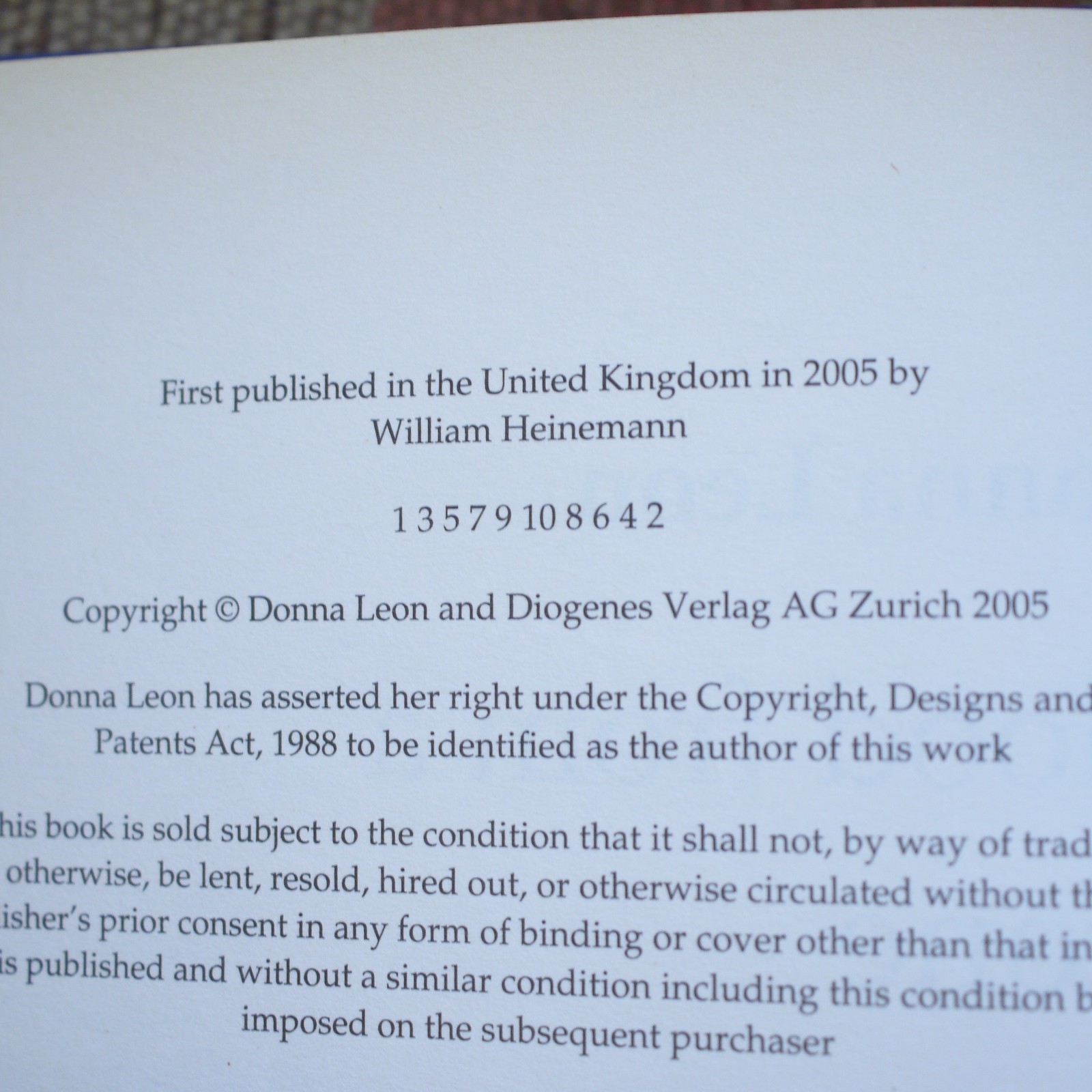 * Signed Copy * Donna Leon Blood From A Stone First UK Edition in D/J 2005