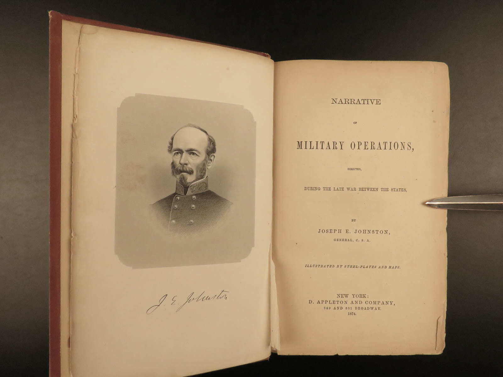 1874 1ed Confederate General Joseph E Johnston Civil War Narrative CSA Military