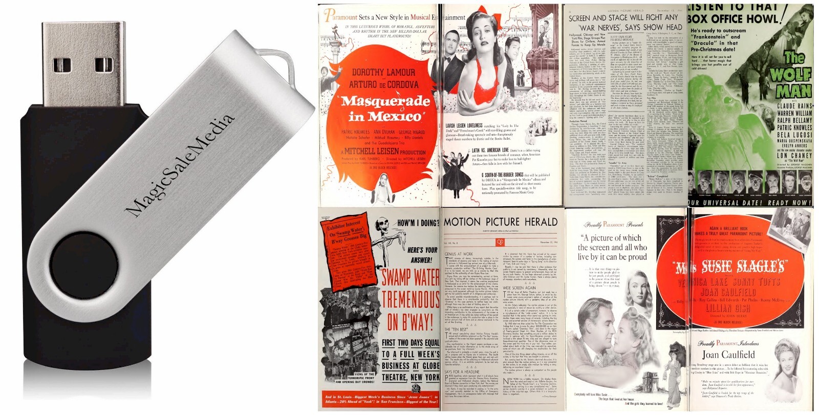 261 Old Issues of Motion Picture Herald Film Trade Paper V.3 (1941-1945) on USB