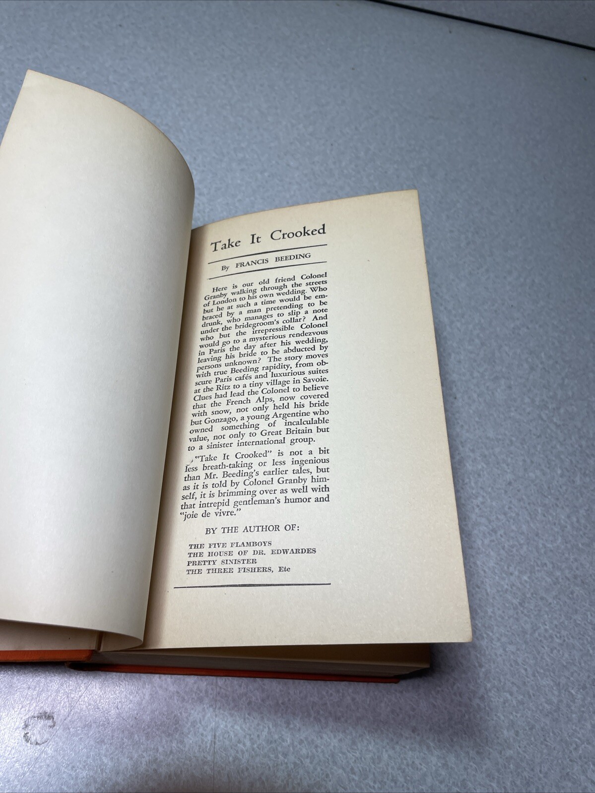 Beeding, Francis „TAKE IT CROOKED“ First Edition 1932 A.L. Burt Company HC