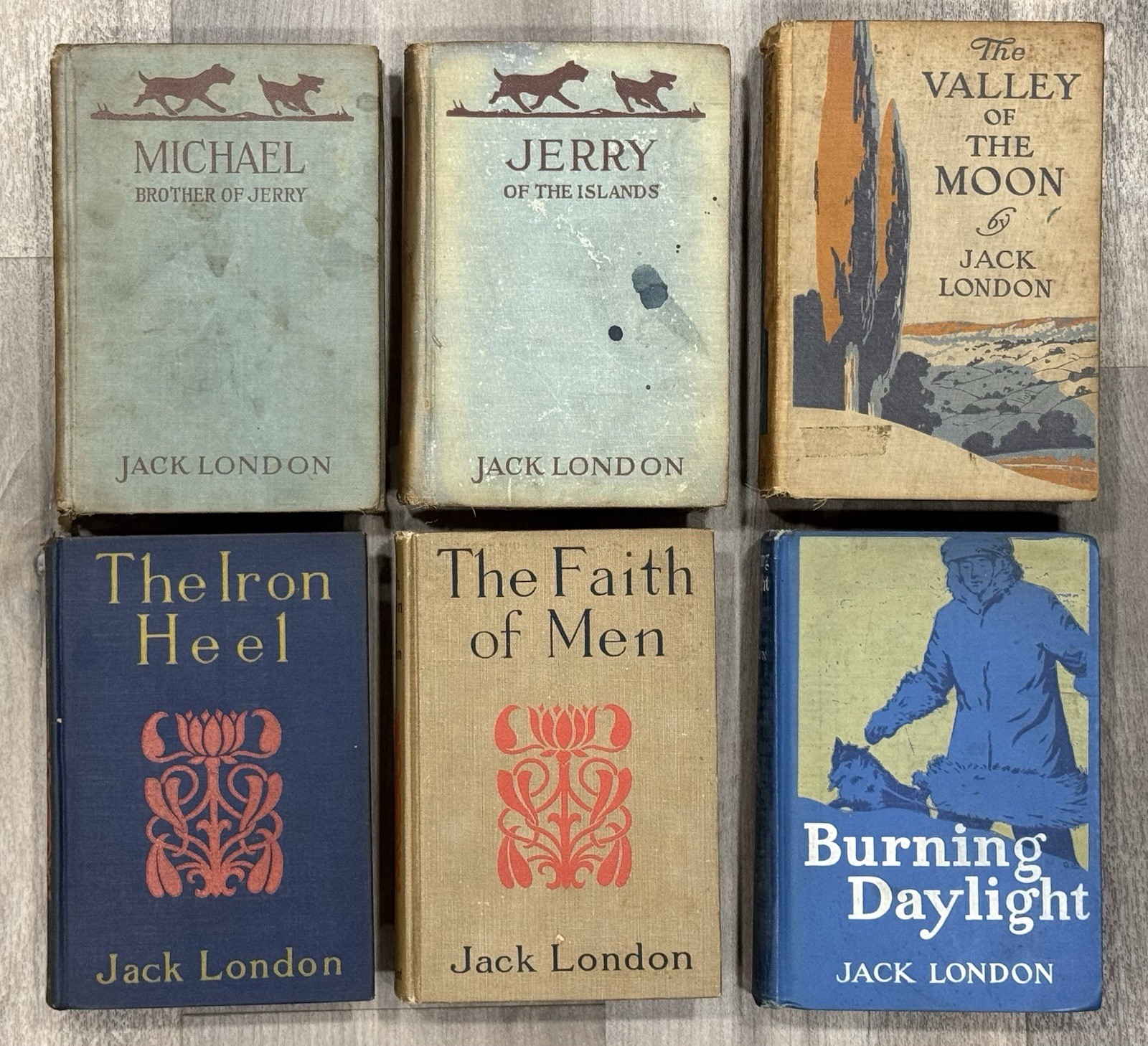VTG Jack London Hardcover Book Early Hard Bound Bookshelf Decor Staging Lot of 7