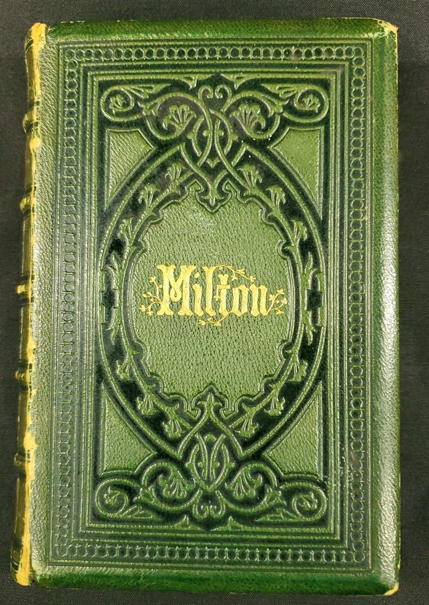 1871 Book The Poetical Works John Milton Nelson & Sons Textured Green Cover