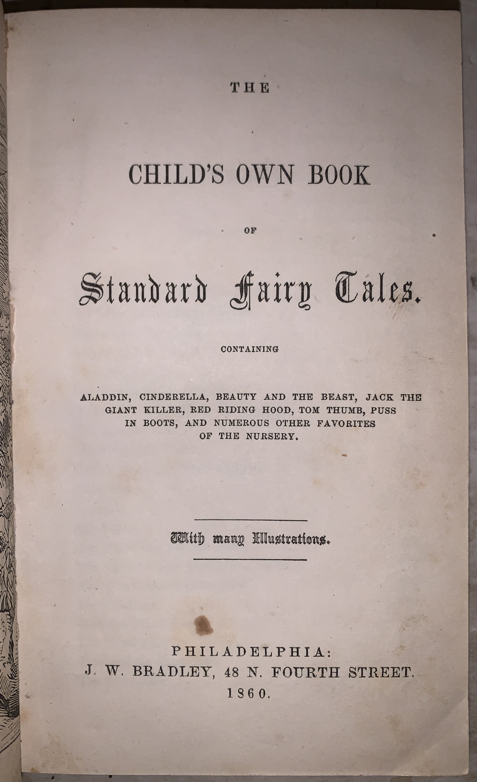 1860, 1st, THE CHILD’S OWN BOOK OF STANDARD FAIRY TALES, WITH MANY ILLUSTRATIONS